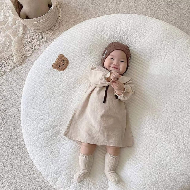 Gepolsterte Baby-Krabbelmatte aus Baumwolle mit Tiermotiv-Stickerei – 80 cm