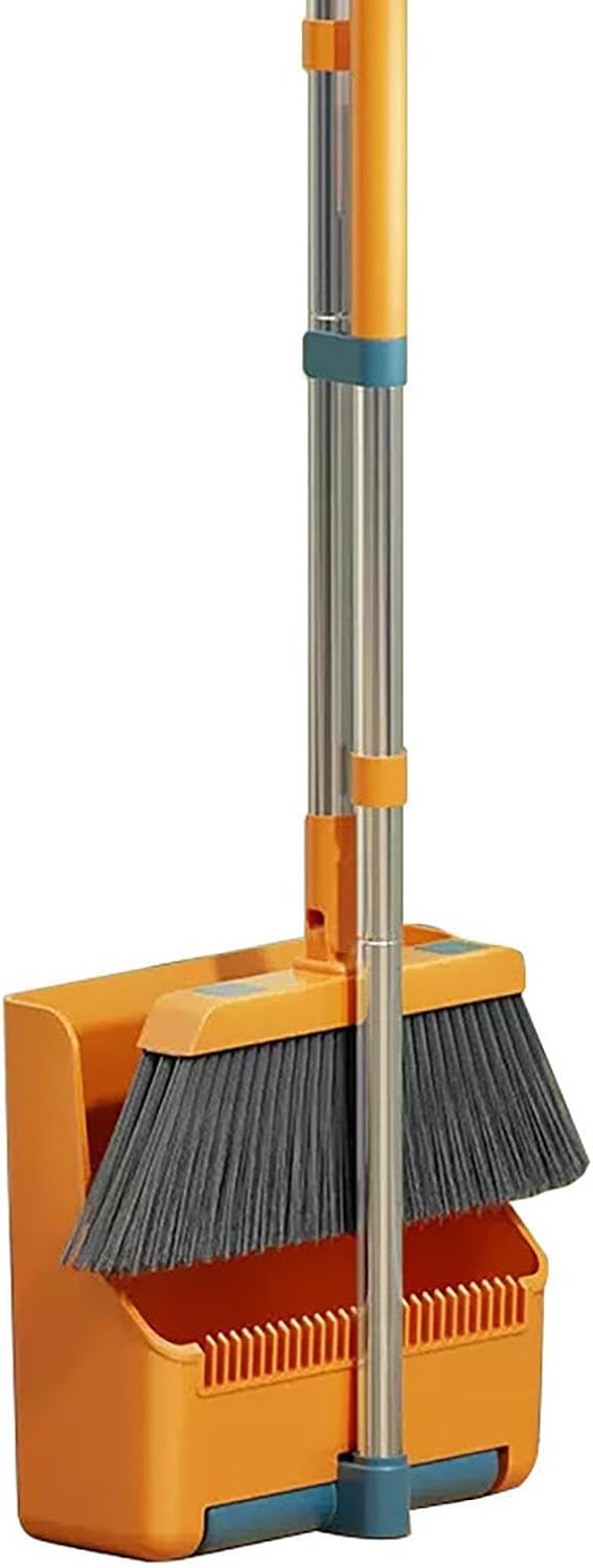Große Besen- und Kehrschaufel-Set – langer Griff mit 180° drehbarem Besenkopf – Clavira