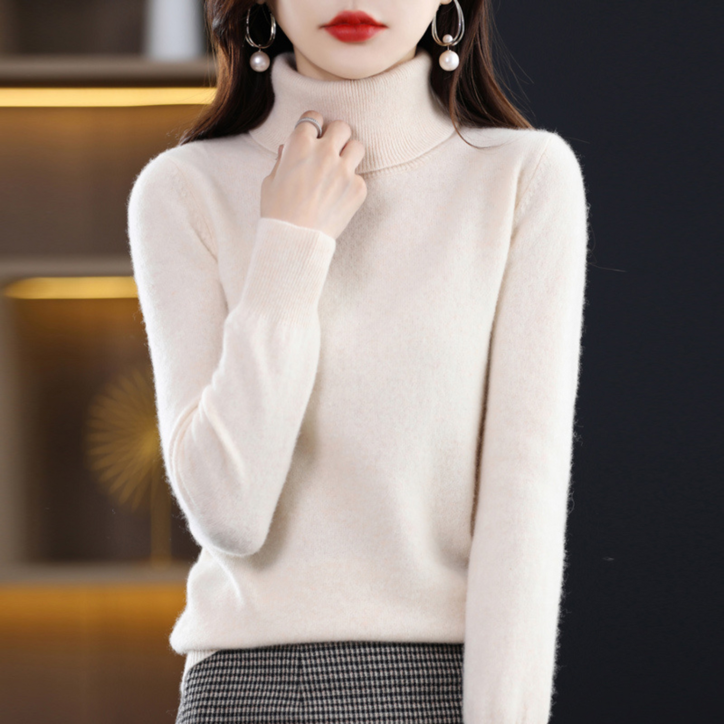 Luxe Kaschmir Damen Rollkragenpullover - Elena