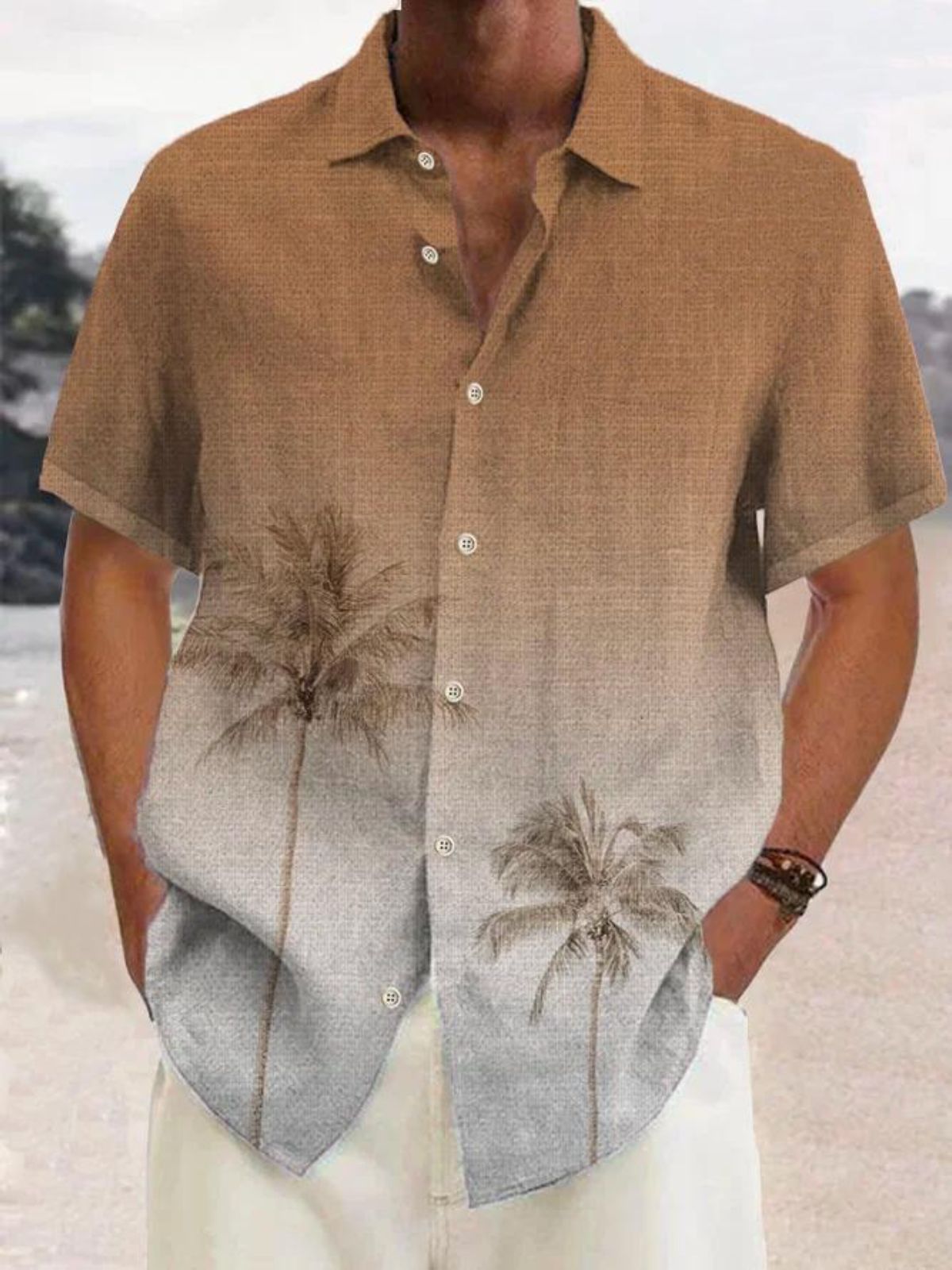 Tropisches Herren Sommerhemd mit Kokosbaum-Print – Maceo