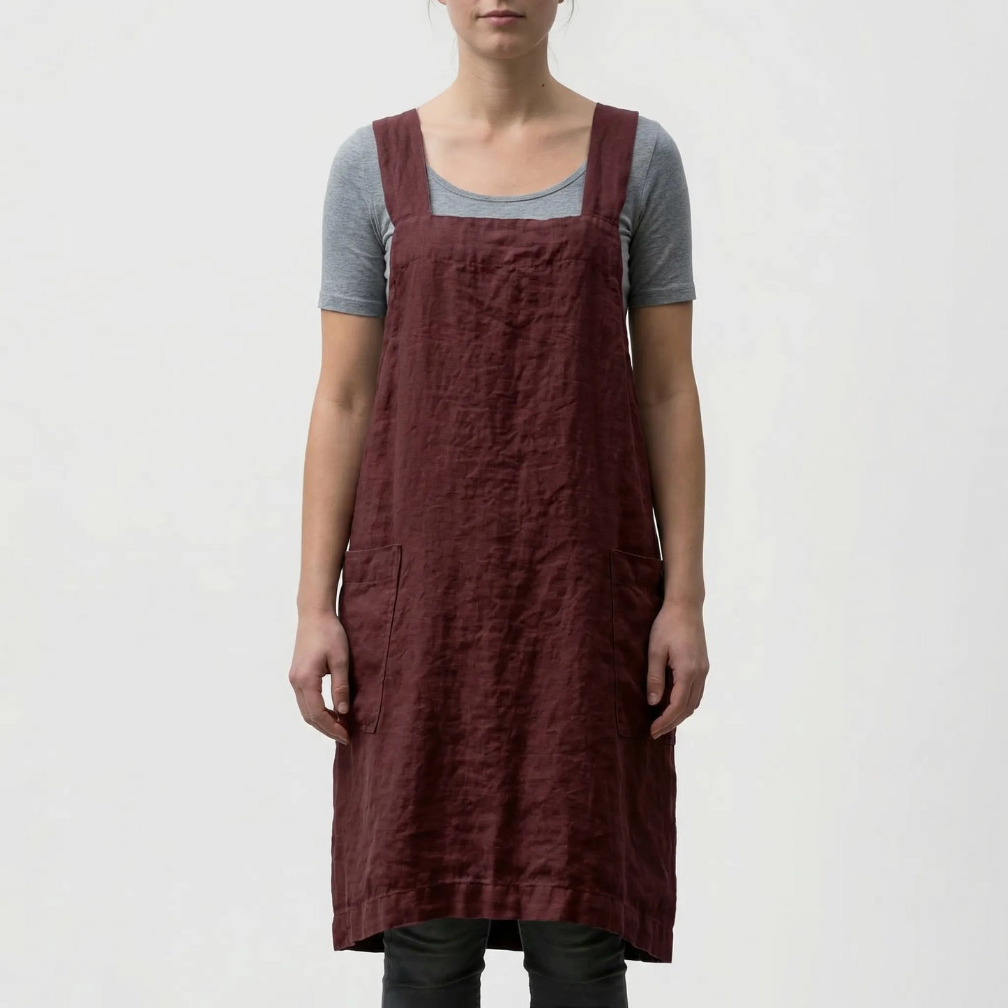 Crossback Pinafore Apron For Women - Heather