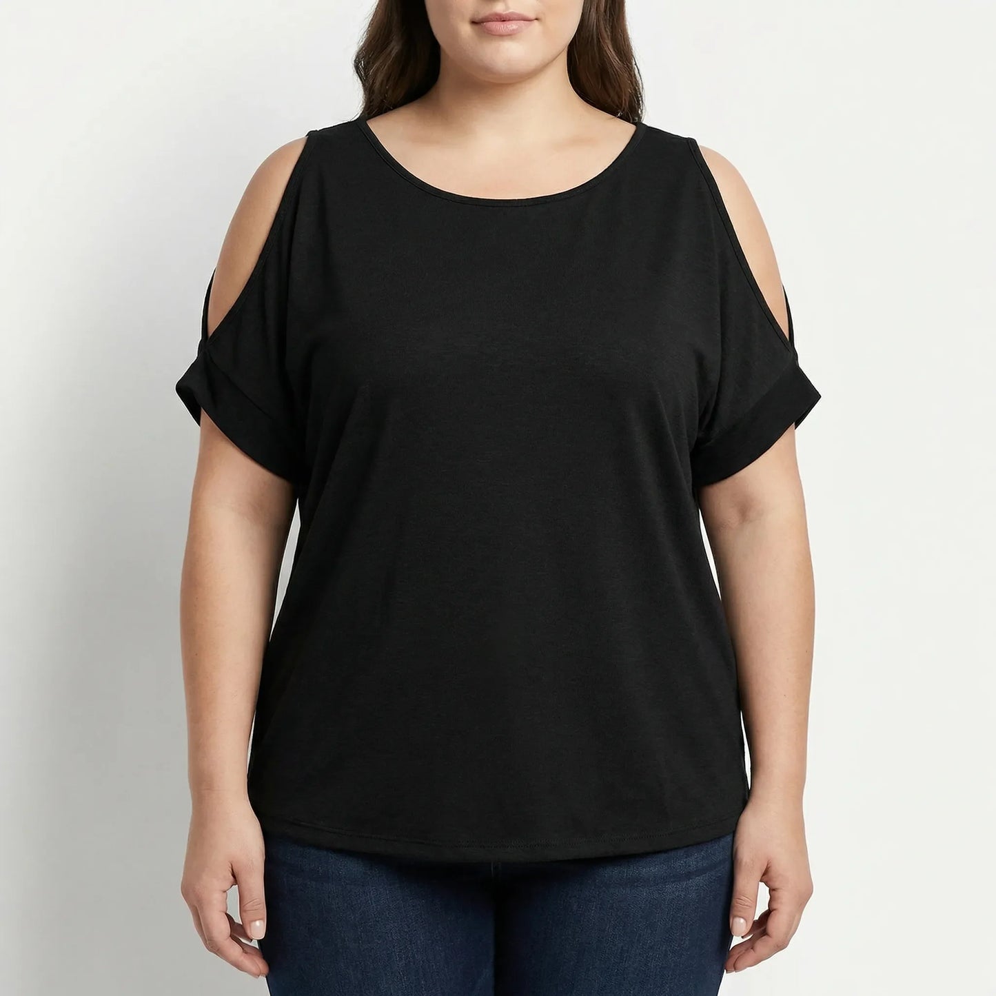 Damen T-Shirt In Großen Größen Mit Cold-Shoulder-Detail - Melissa