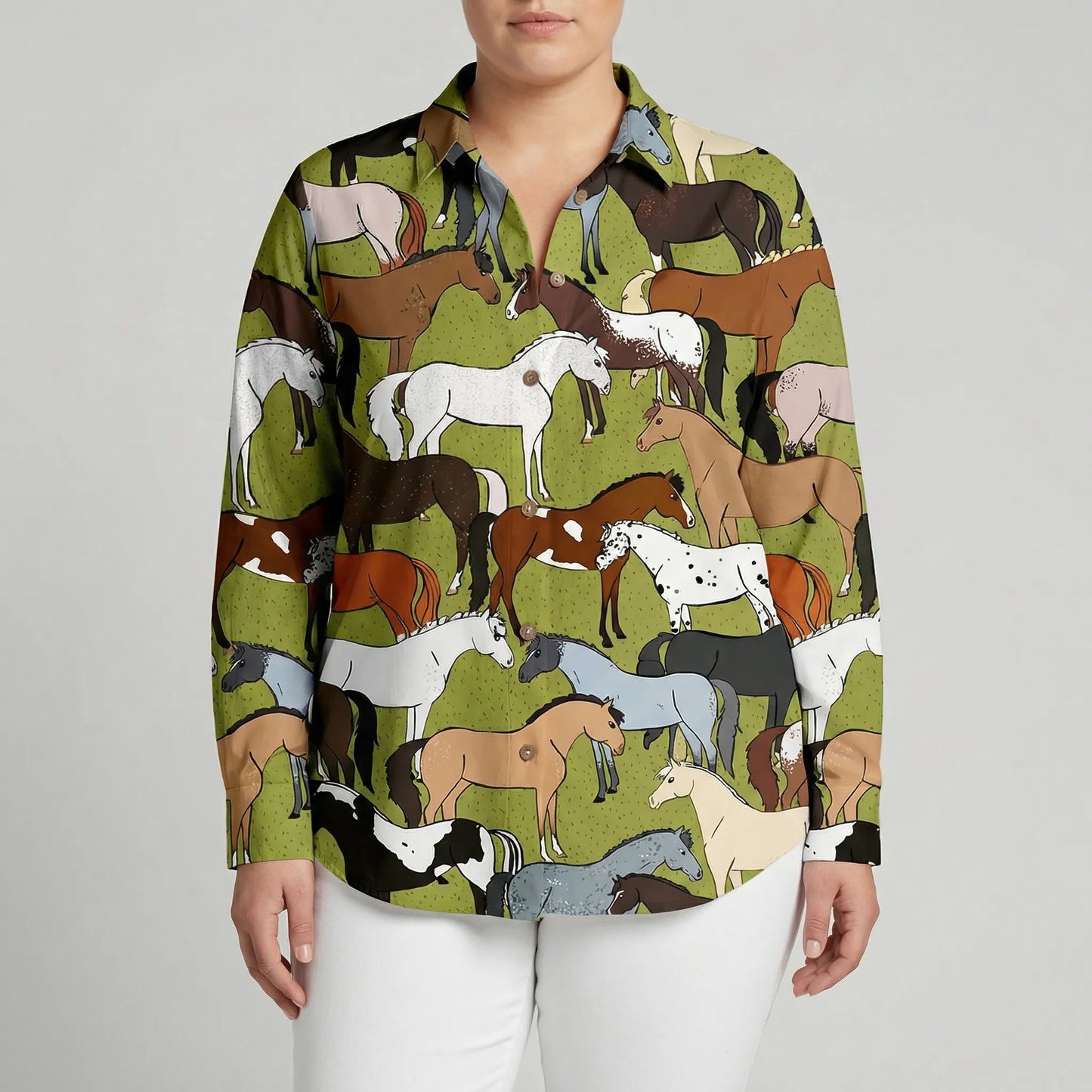 Damenbluse In Großen Größen Mit Durchgehender Knopfleiste - Joanna