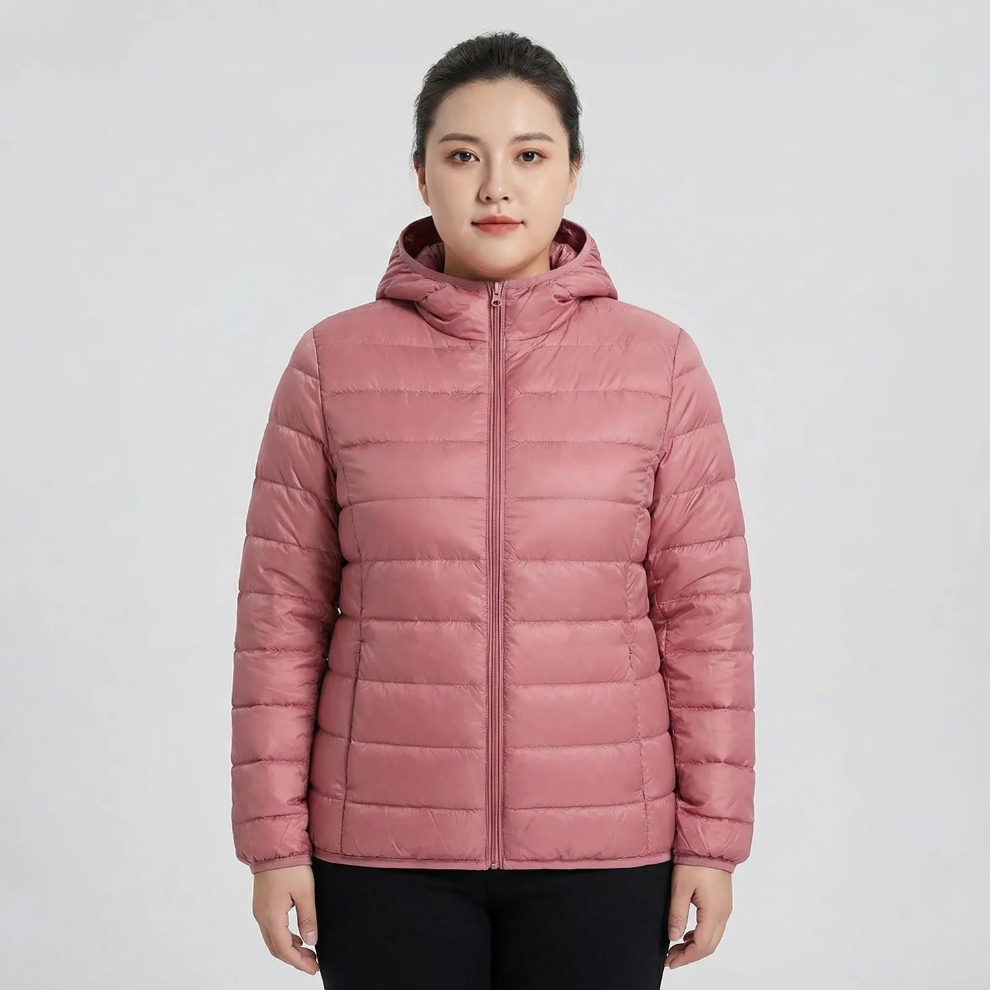 Gefütterte Jacke Mit Reißverschluss In Großen Größen - Rose