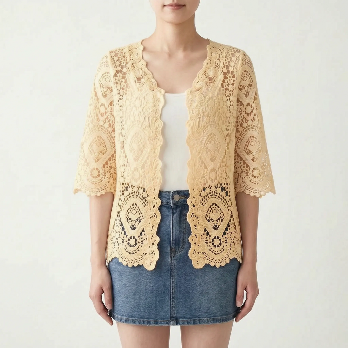 Häkelstrickjacke Mit Offener Front - Margie