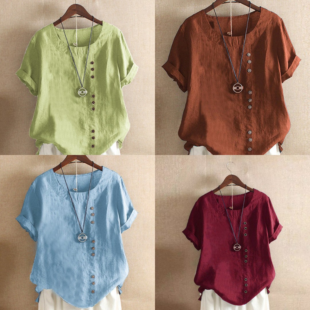 Einfache T-Shirt mit kurzen Ärmeln und rundem Hals – Samantha