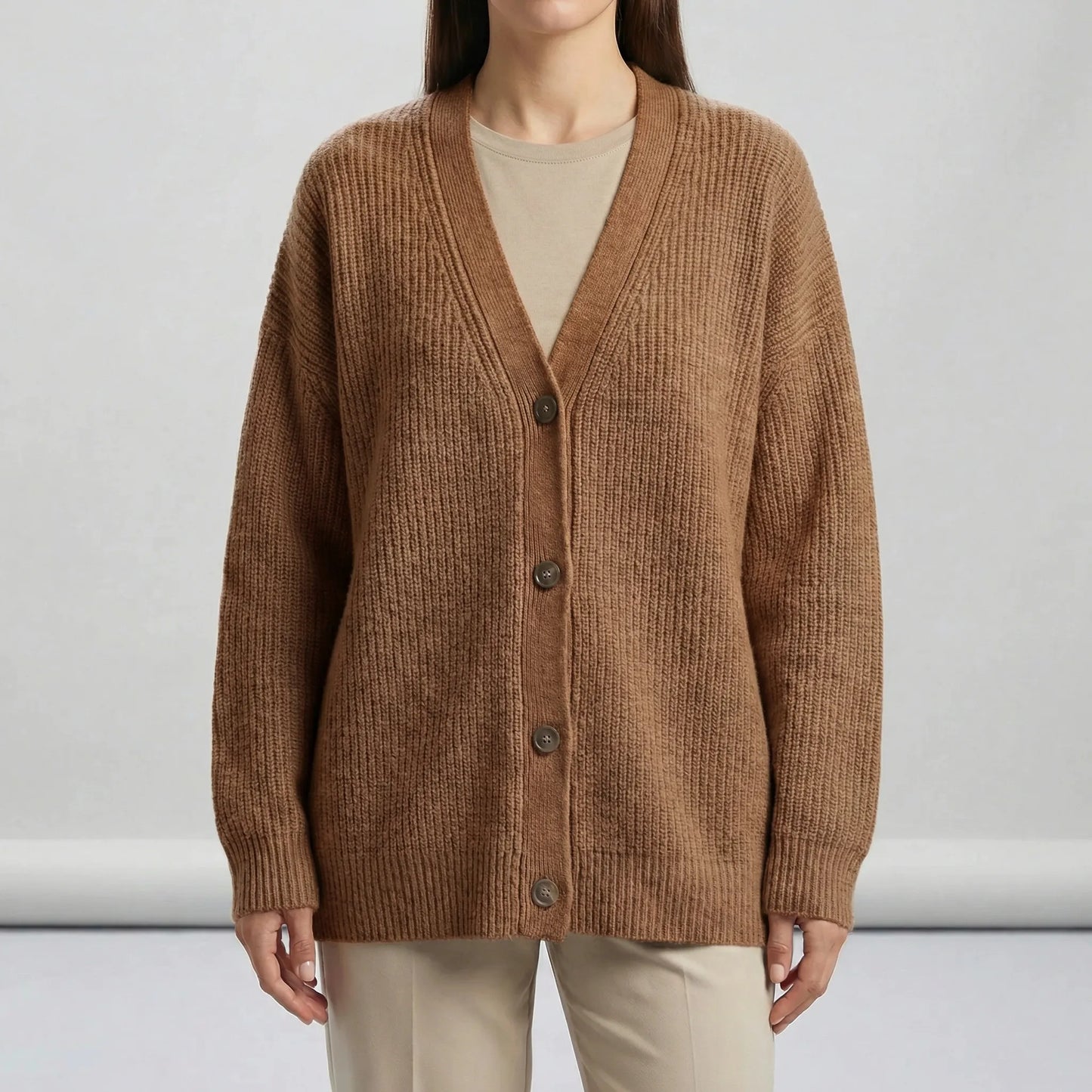 Langer Cardigan Mit Offenem Vorderausschnitt - Lene