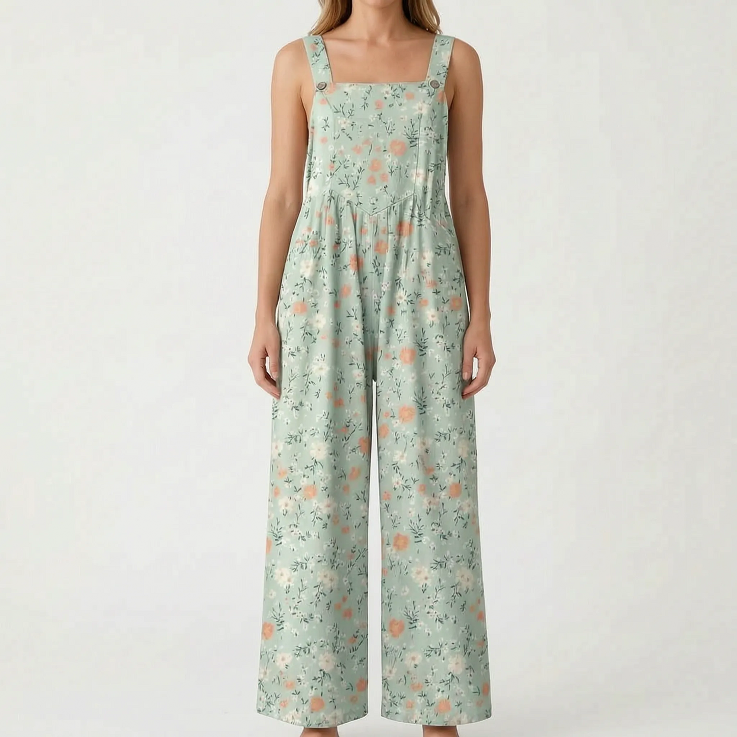 Lässiger Floraler Jumpsuit Mit Weitem Bein - Jessica