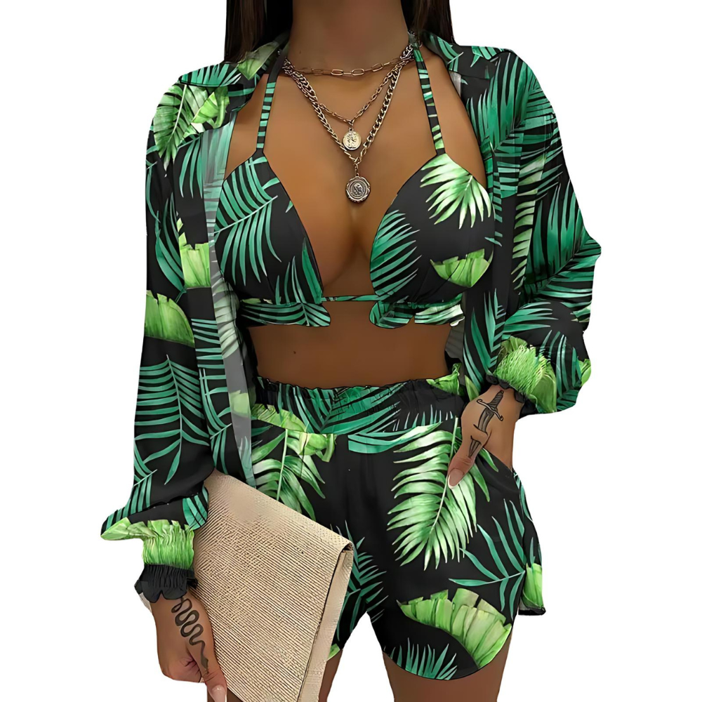 Stylisches 3-teiliges Sommeroutfit für Strand und Pool - TropenGlow