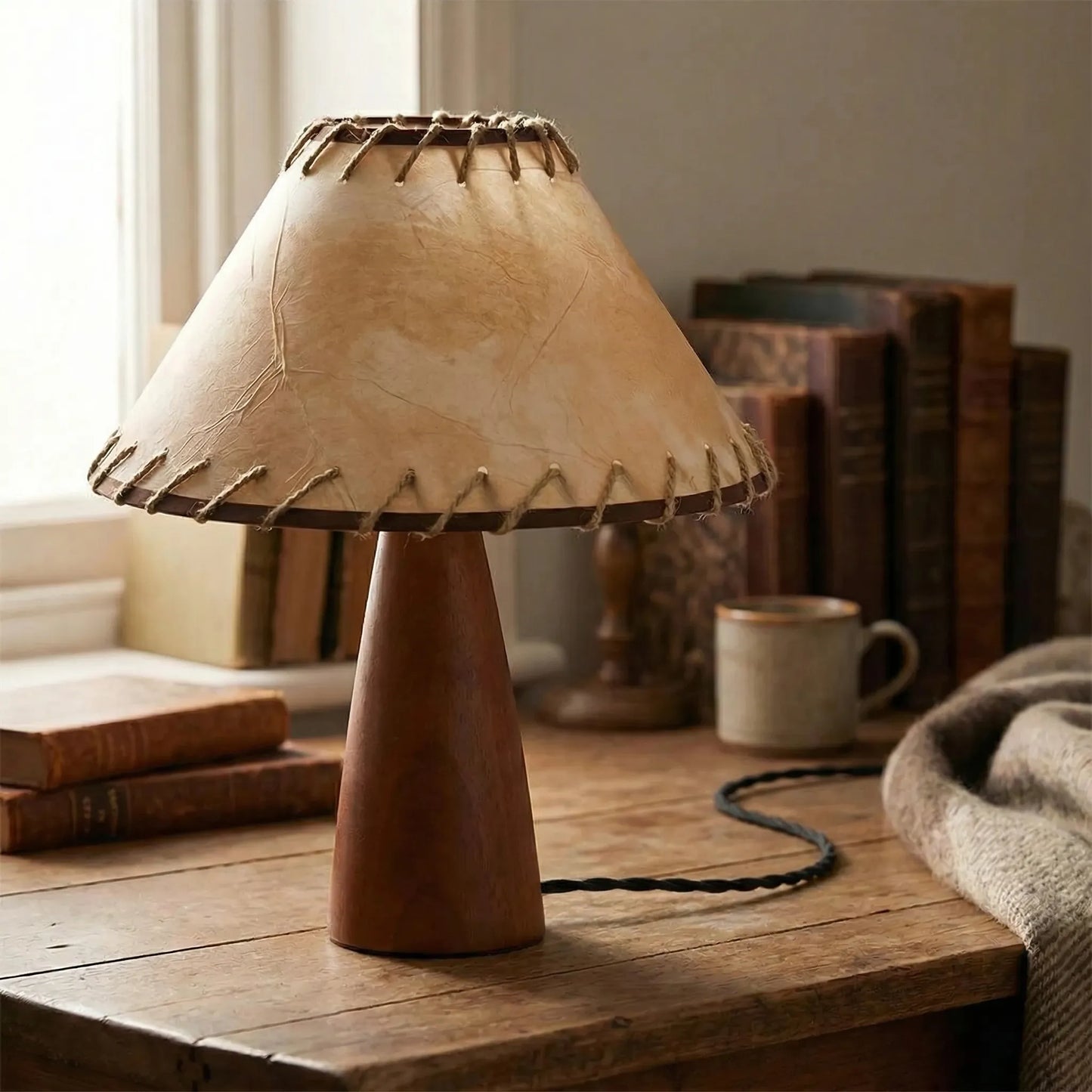 Retro-Style Woven Shade Lamp - Oaklume