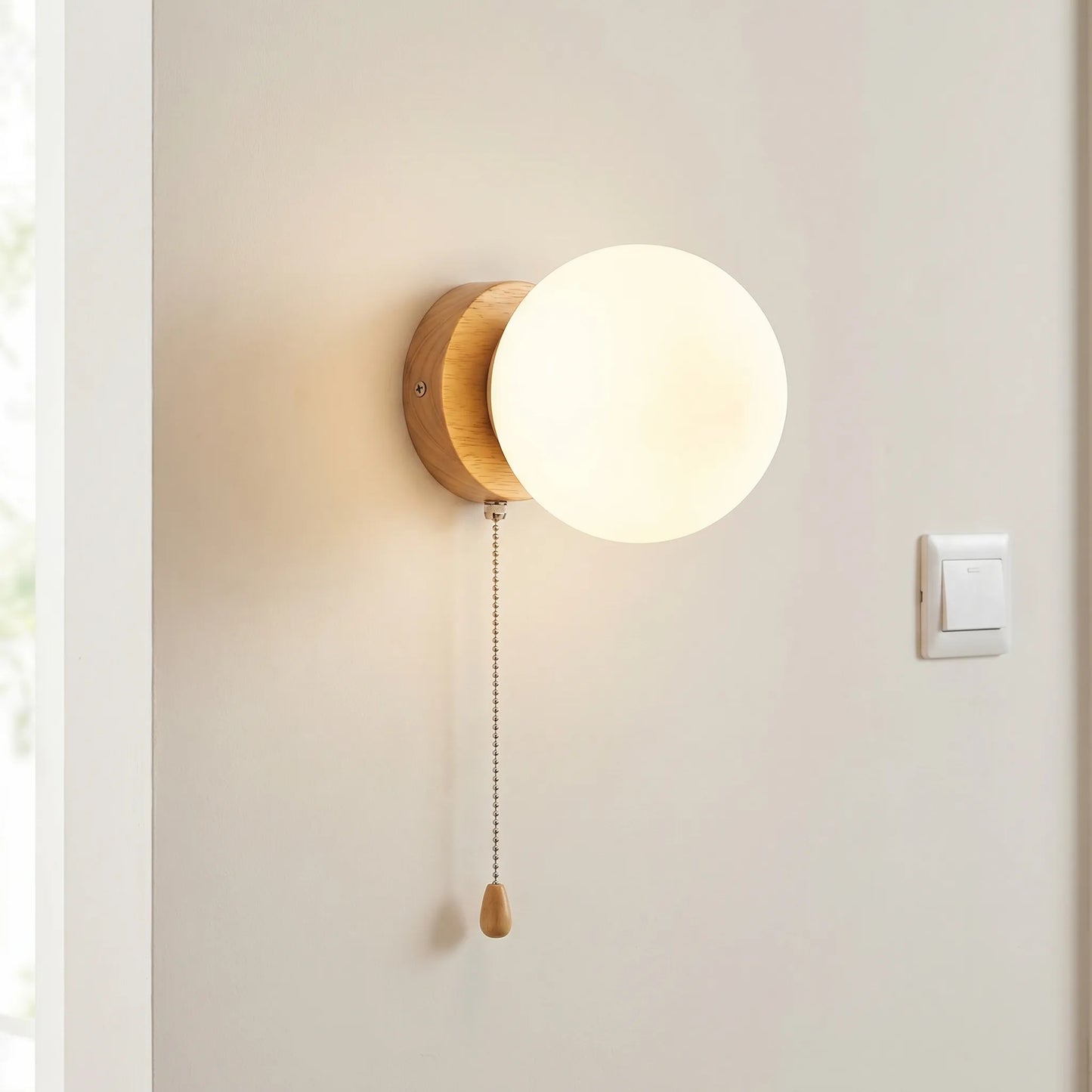 Round Globe Wall Sconce With Pull Cord - Lumisphere