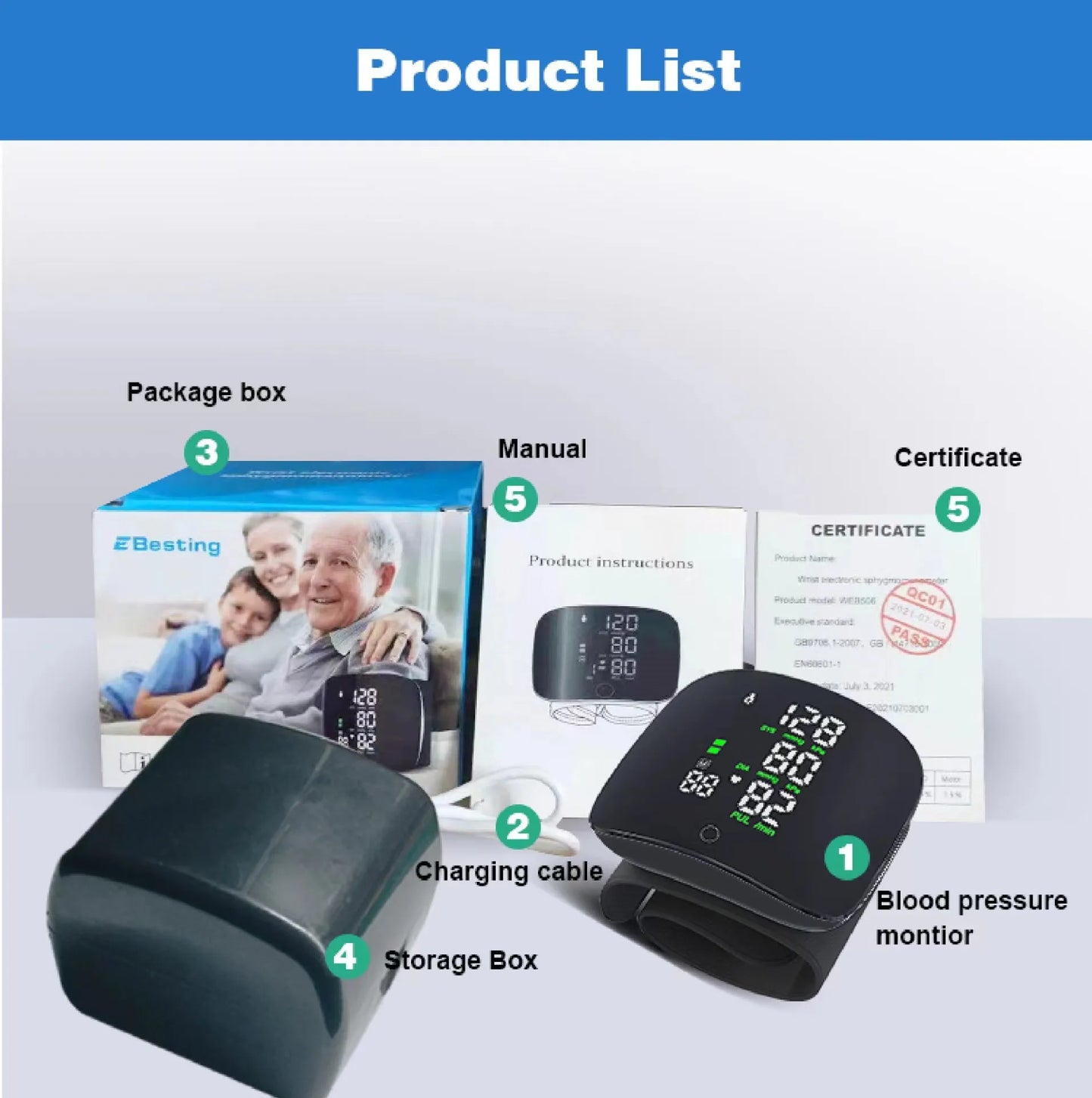 Digitaler Handgelenk-Blutdruckmessgerät mit LCD-Display – PulseTrack