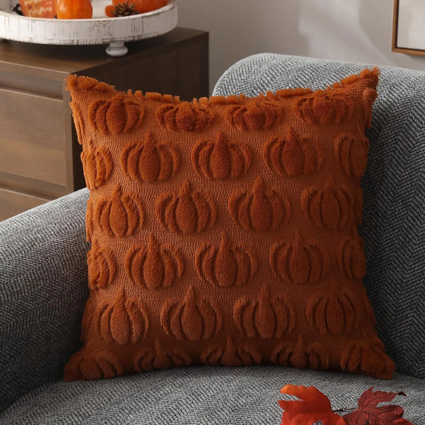 Weiche Kissenhülle aus Kunstfell für Herbstdekor – RusticCozy