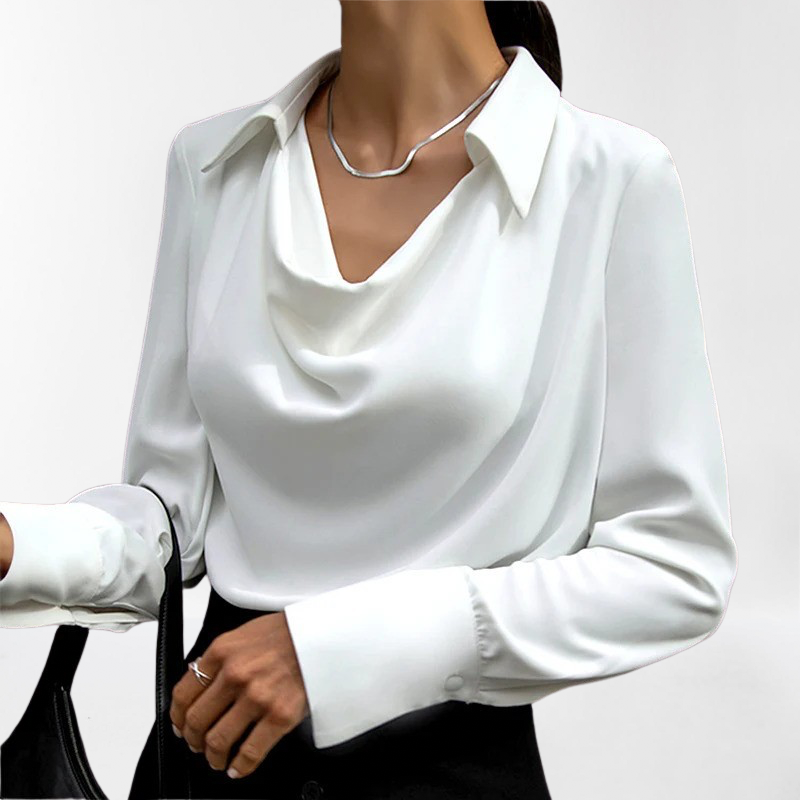 Satin-Finish Collared Women's Top - Janice
