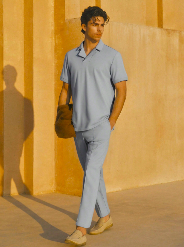 Moderne graue Herren Sommer-Outfit – Nico