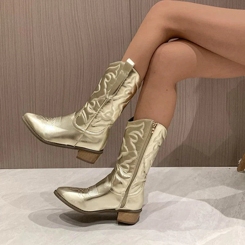 Metallische Cowboy-Stiefel - Aurora