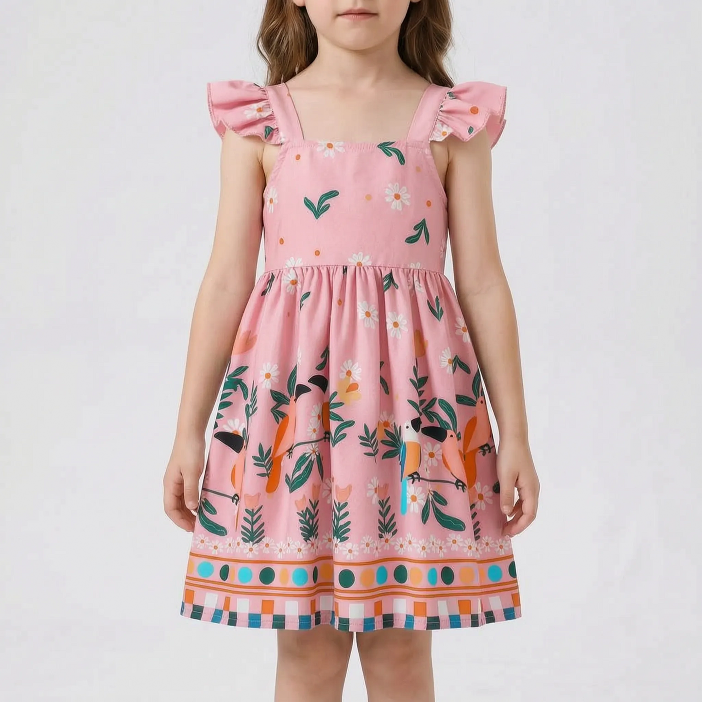 Sommerkleid Für Mädchen Mit Tropischem Print - Tropela