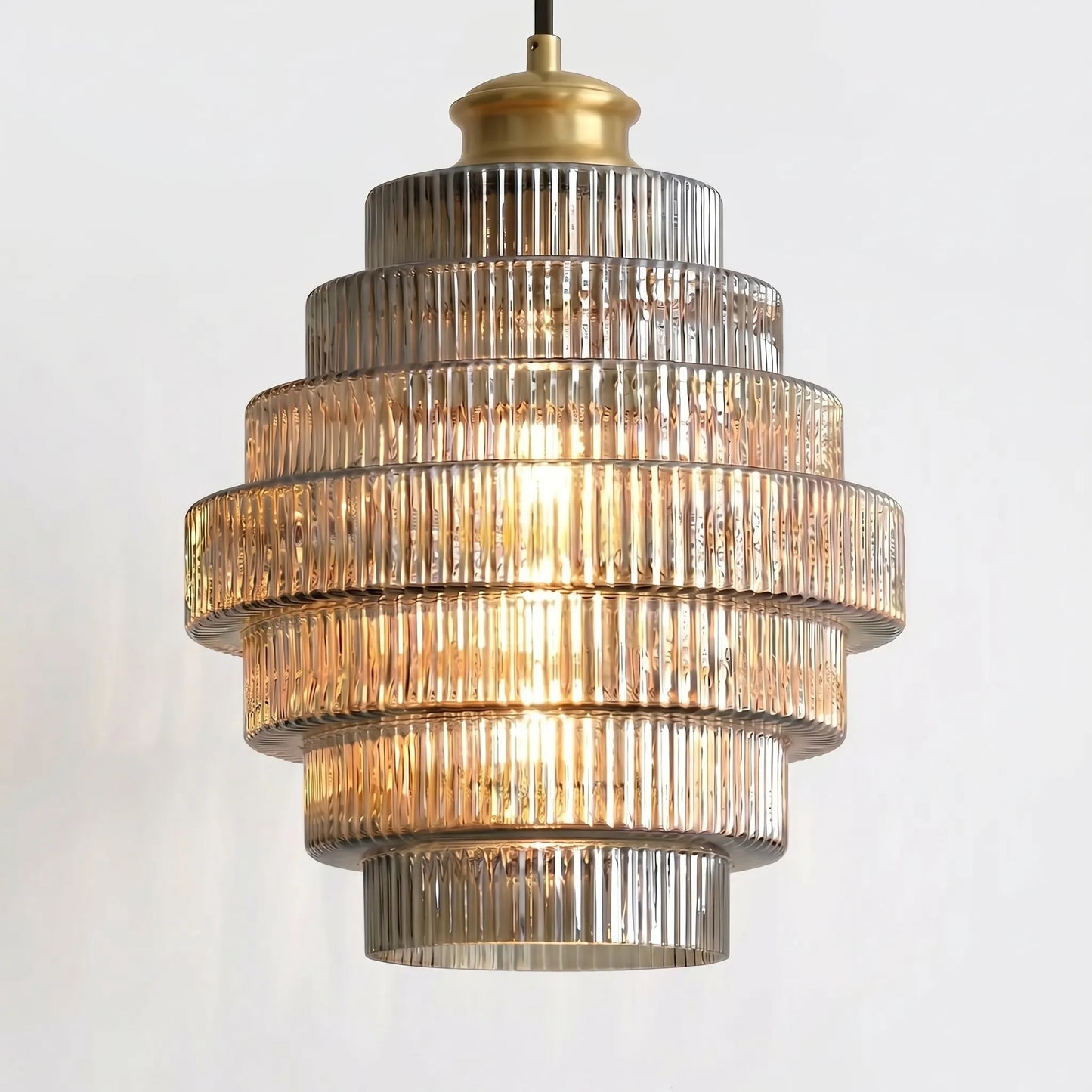 Tiered Ribbed Glass Pendant Lamp - Tierluxe