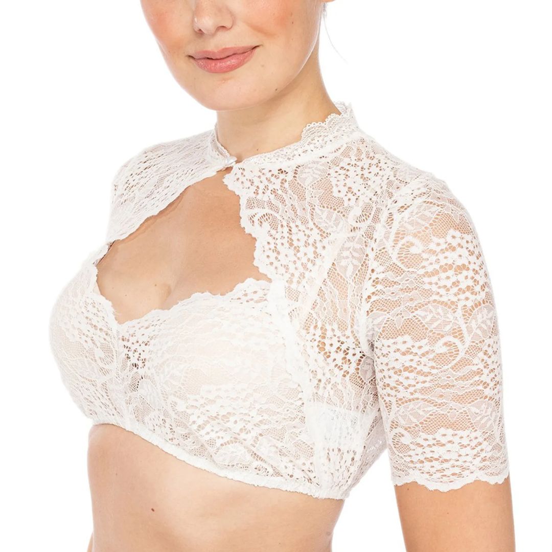 Trendy Dirndlbluse mit Spitze & Herzausschnitt für Damen – Alina - Oktoberfest 2025