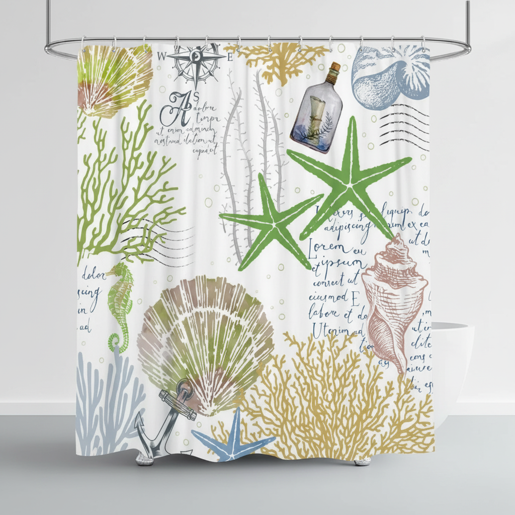 Wasserabweisender Polyester Duschvorhang - StarfishDream