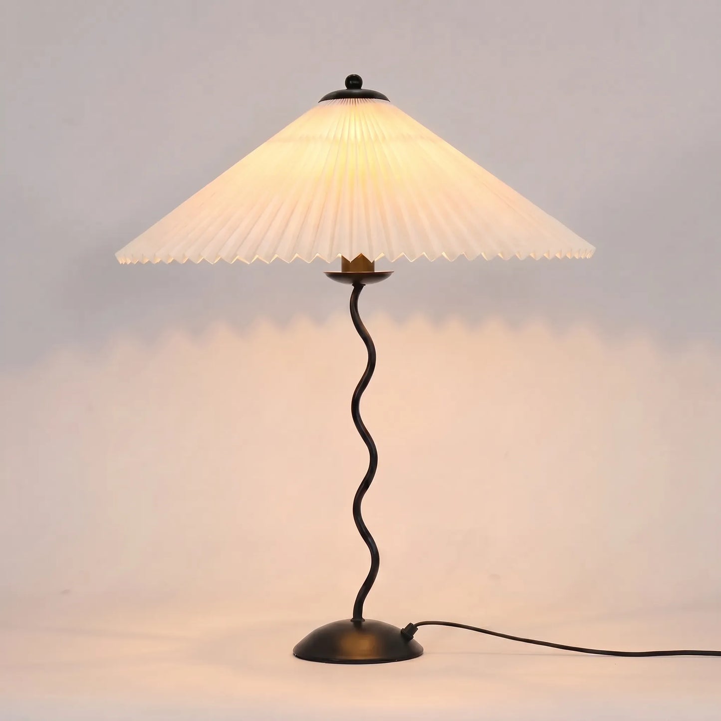 Wavy-Base Pleated Shade Table Lamp - Waverly