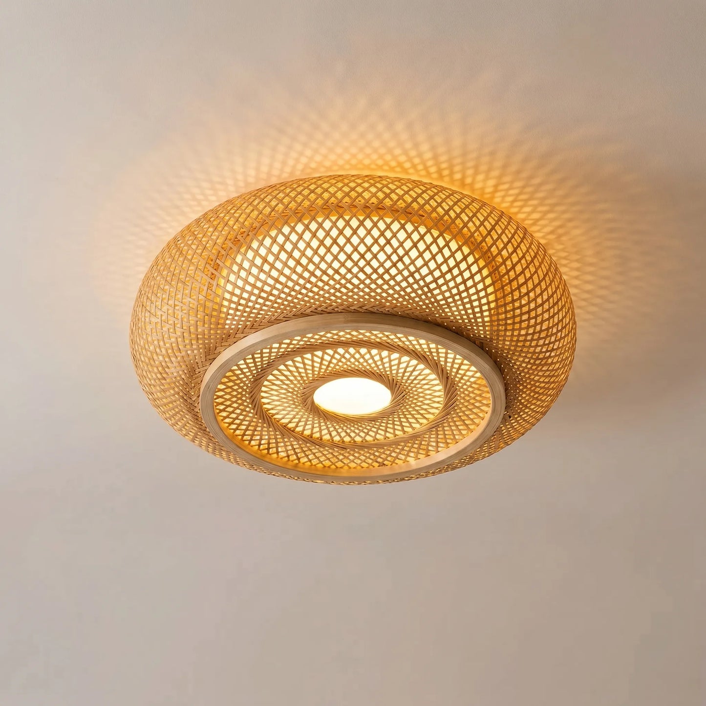 Woven Bamboo Flush Ceiling Light - Canovi