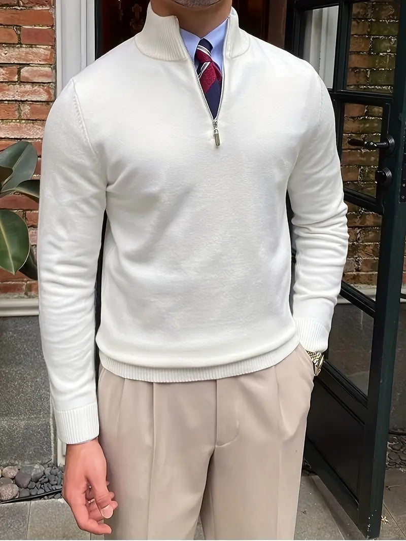 Bequemer Herrenpullover mit Halbzip - Leonardo