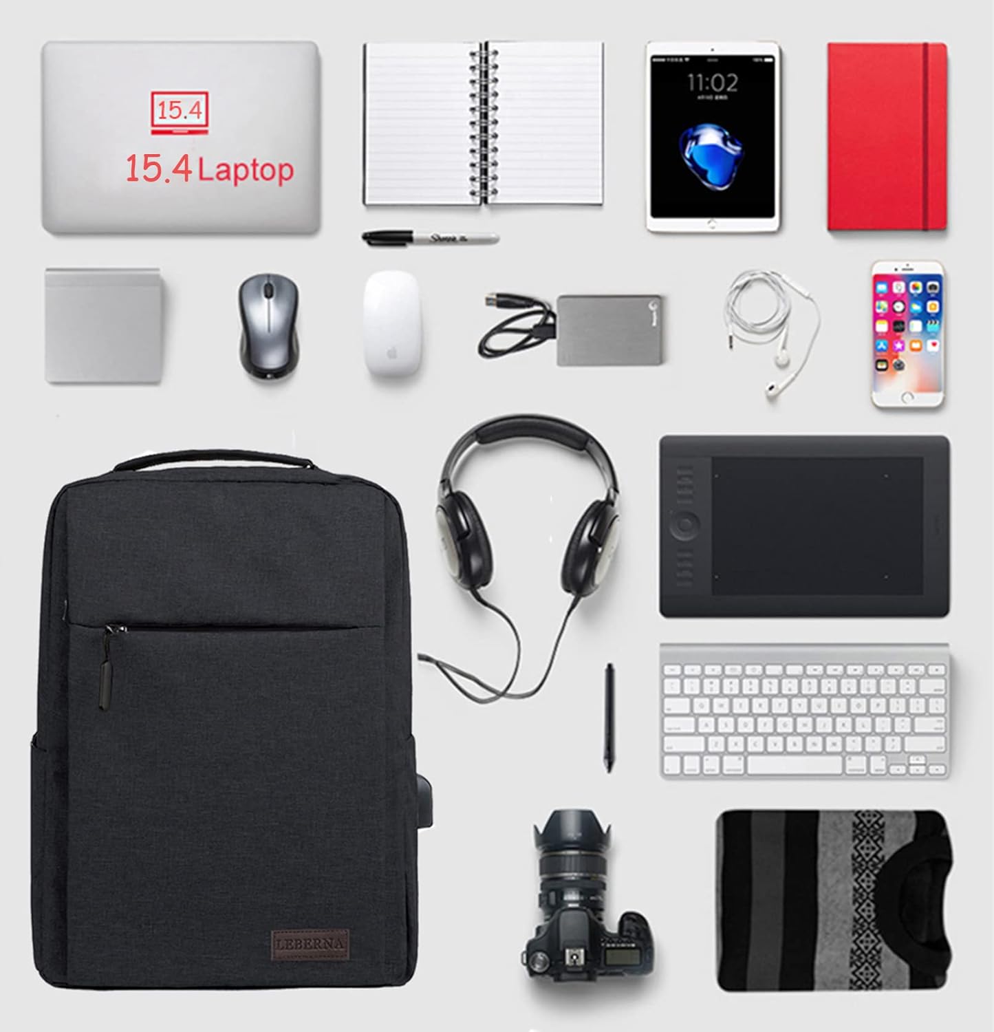 Schlanker Wasserdichter Laptop-Rucksack mit USB-Anschluss