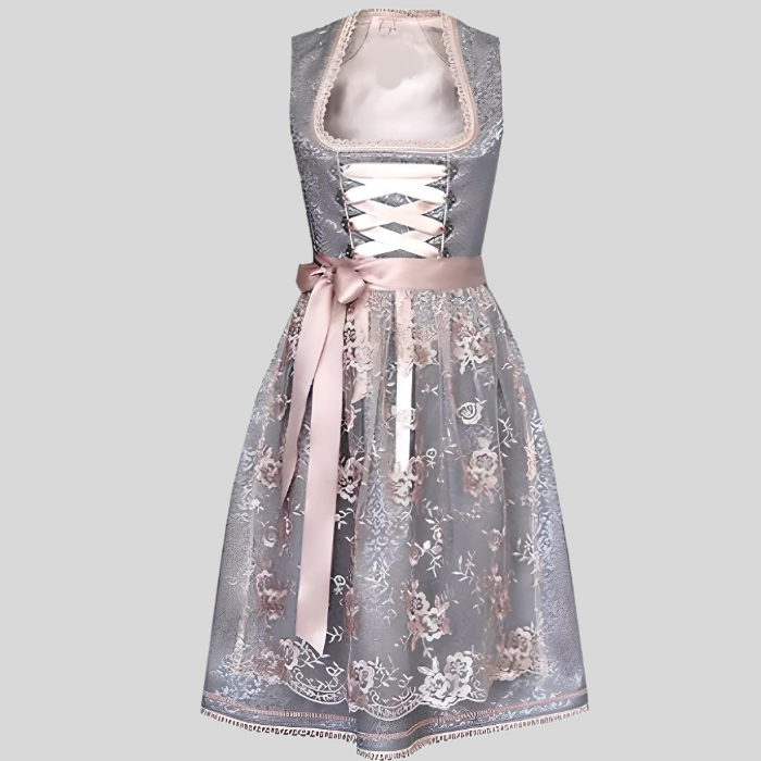 Leslie - Dreifarbiges Minikleid mit Spitzen und Banddesign