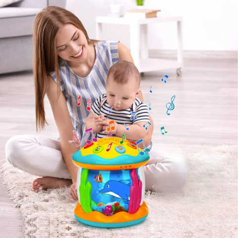 Lichtspiel-Trommel für Babys – Musik & Projektion für sensorisches Lernen