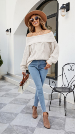 CarlysShirt I Off-Shoulder-Pullover für Frauen