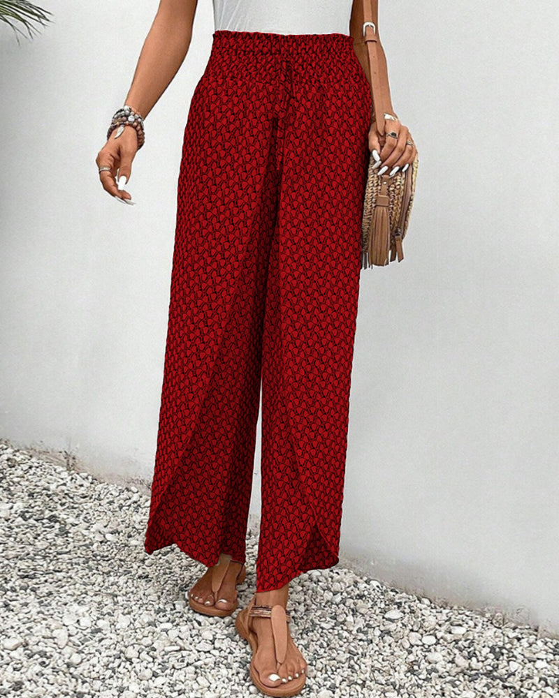 Damenhose mit hohem Bund & geometrischem Muster – Sapphira