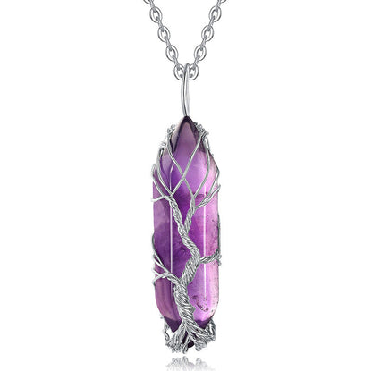 Stilvolle Kristall- und Lebensbaum-Edelsteinkette – Elena