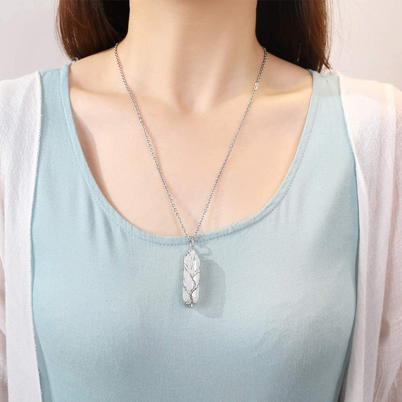 Stilvolle Kristall- und Lebensbaum-Edelsteinkette – Elena