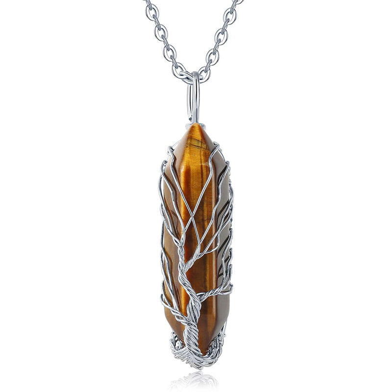 Stilvolle Kristall- und Lebensbaum-Edelsteinkette – Elena