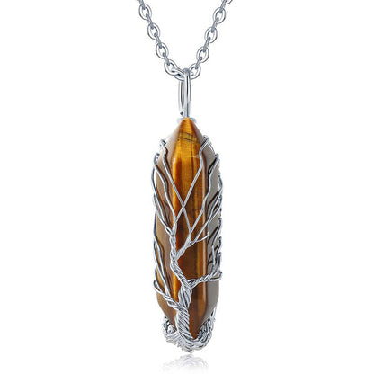 Stilvolle Kristall- und Lebensbaum-Edelsteinkette – Elena