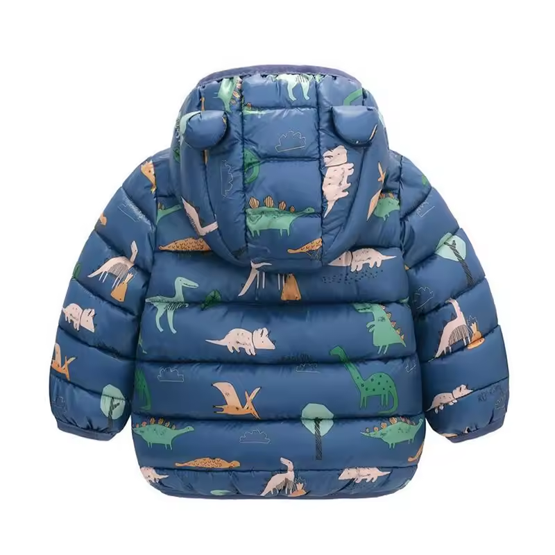 Kinder Regenjacke wasserdicht im Daunenstil mit Karikatur-Design – Miro