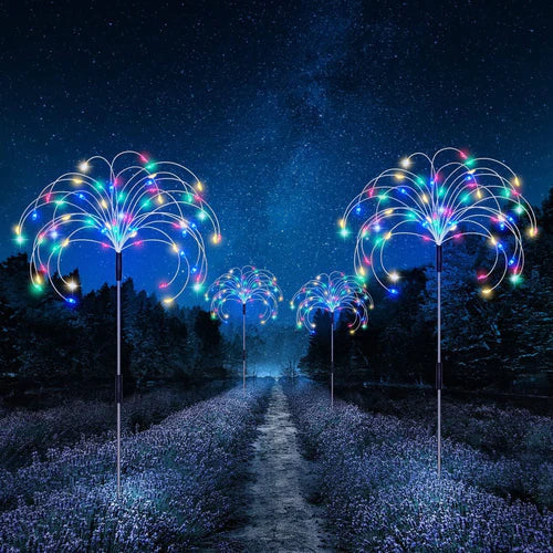 Wasserdichte Solar-Gartenlampe mit Feuerwerkeffekt – SparkGlow