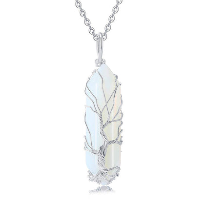 Stilvolle Kristall- und Lebensbaum-Edelsteinkette – Elena