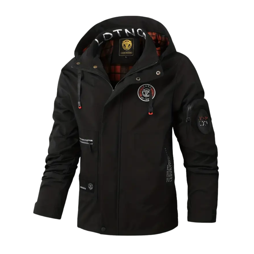 Herren Outdoorjacke wasserdicht mit Kapuze & karierter Fütterung – Jorrit
