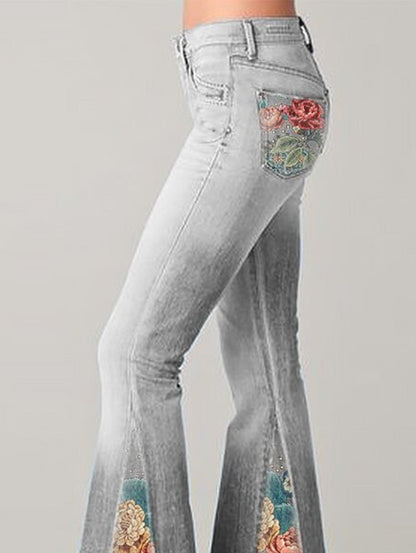 Auslaufende Hose mit trendigem Blumenmuster - Luna