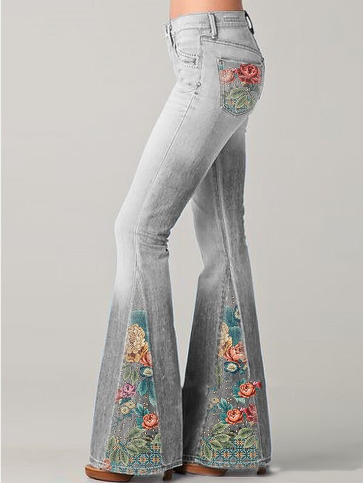 Auslaufende Hose mit trendigem Blumenmuster - Luna
