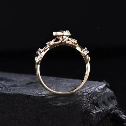 Mondstern-Farbwechselnder Alexandrit- und Amethyst-Verlobungsring – Elena