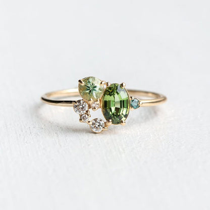 Natürlicher Peridot mit Zirkonring – Selene