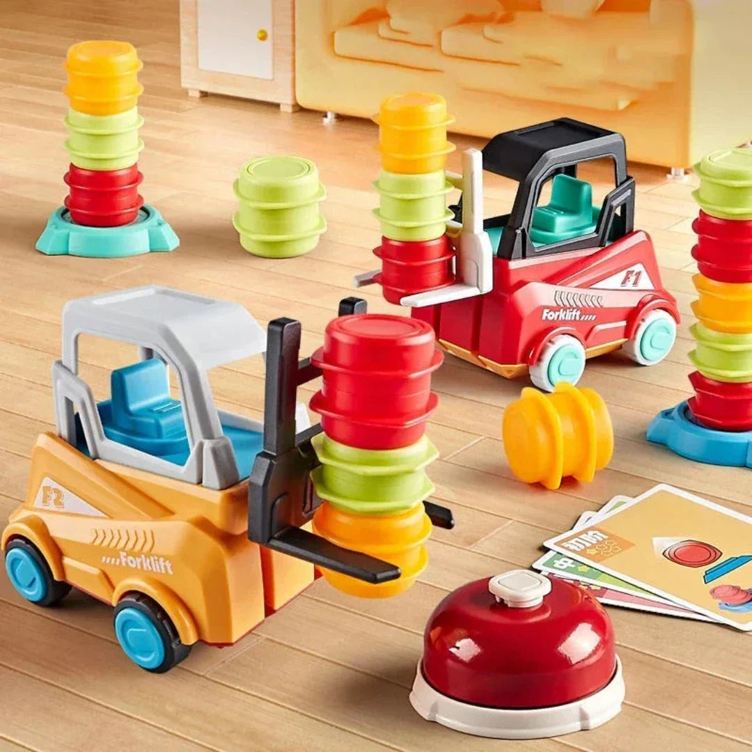 Stapelspiel mit Gabelstapler – Lernspiel zur Förderung von Geschick und Konzentration