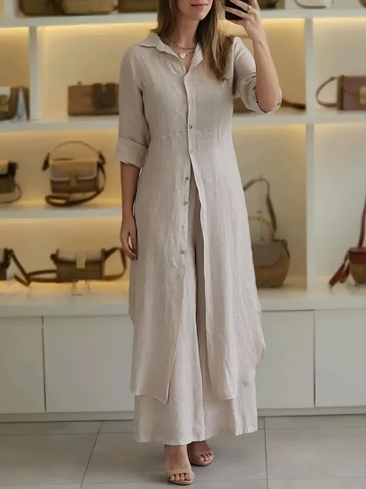 Zweiteiliges Damen Sommer Set aus Leinen – Amaya