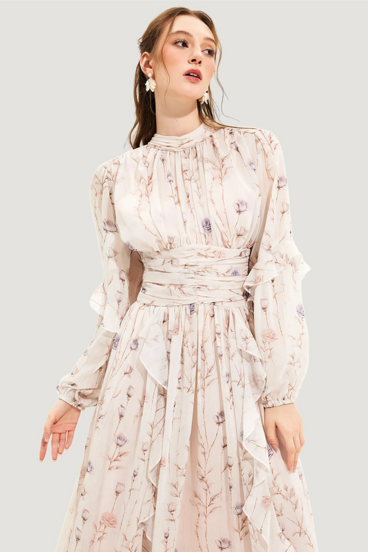 Sommerkleid mit Blumenmuster und Faltenrock – Alina