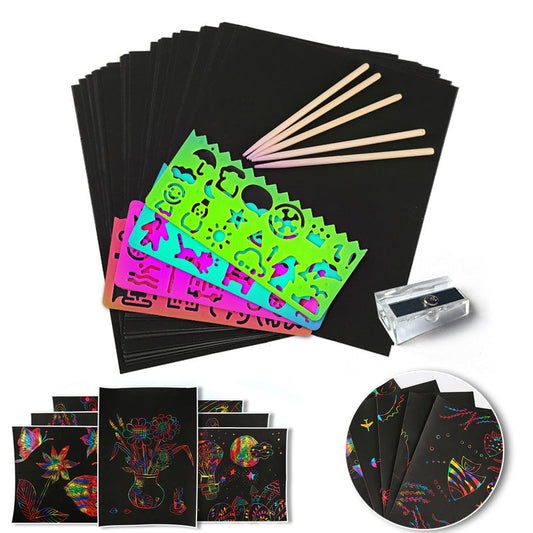 Kratzkartenset mit magischen Regenbogenfarben – ColorBurst