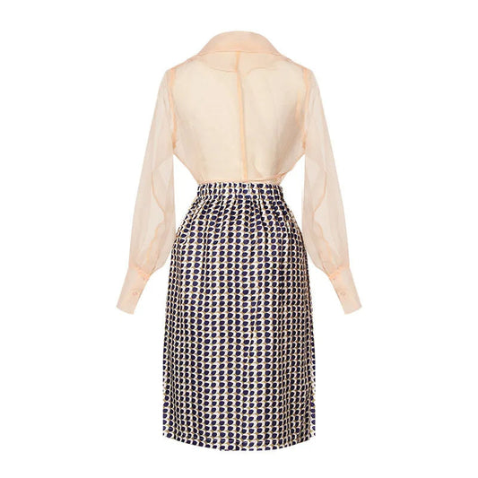 Zweiteiliges Chiffon Sommeroutfit mit Gürtel und Rock – Maurelle