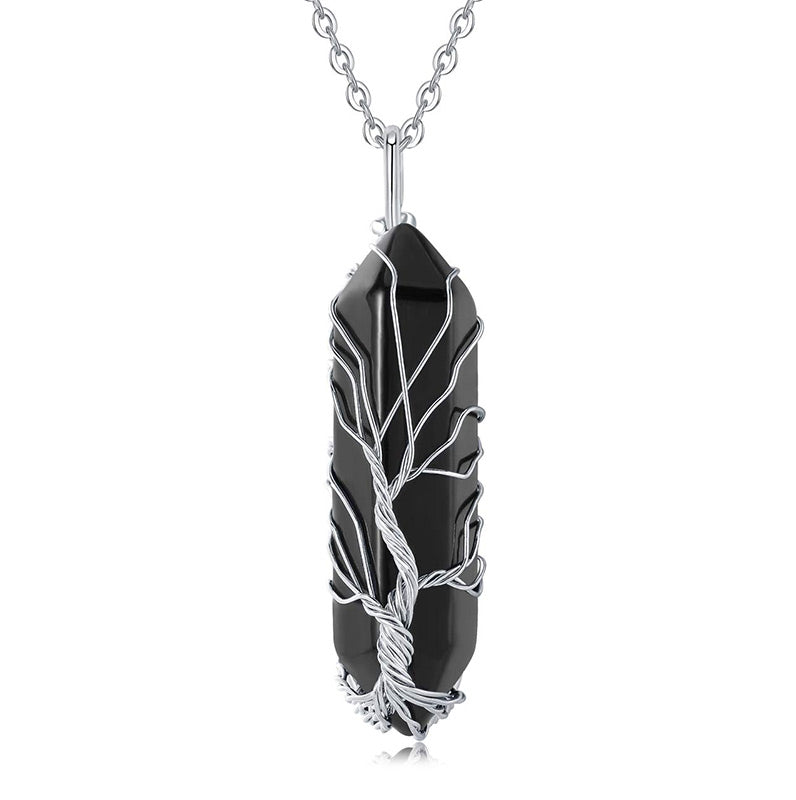 Stilvolle Kristall- und Lebensbaum-Edelsteinkette – Elena